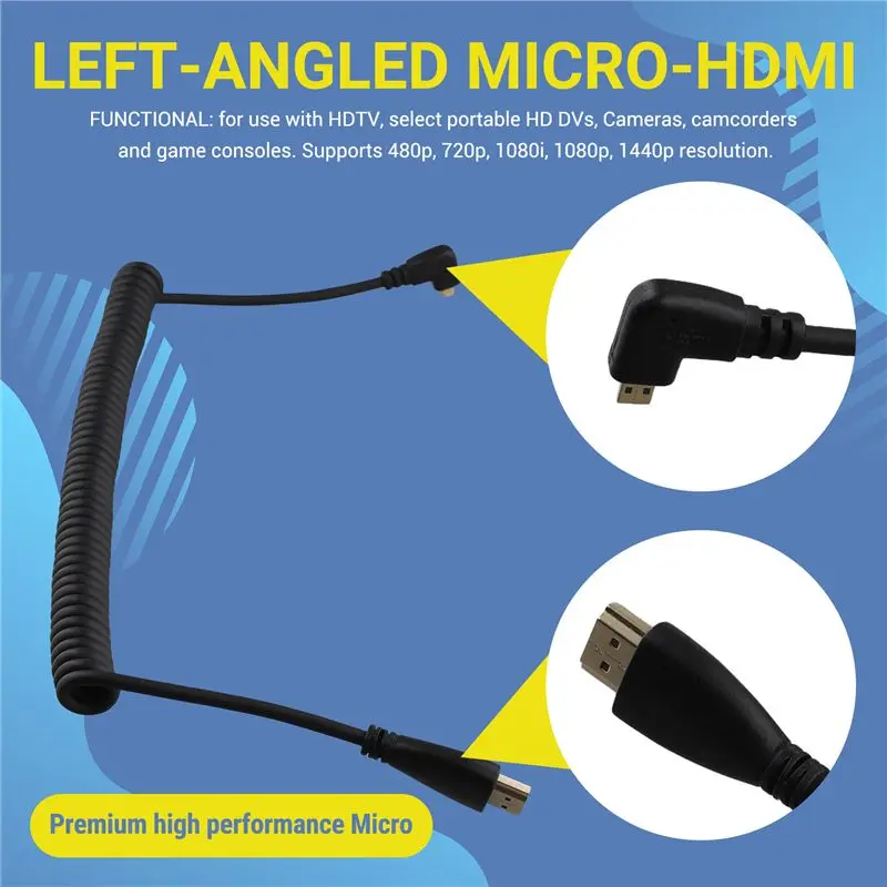Superior-Left-Angled Micro- To Male Cable Stretched Length For Cameras