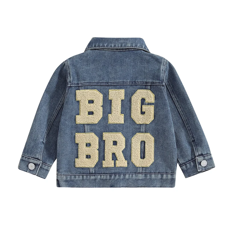Baby Boy Denim Jackets Long Sleeve Back Letter Embroidery Jean Coats Toddler Outerwear
