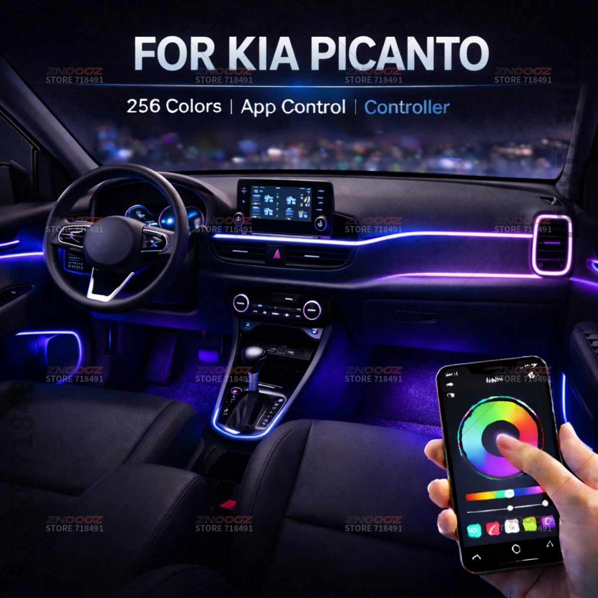 

22в1 RGB интерьер автомобиля акриловые автомобильные окружающие освещение RGB скрытая акриловая полоса украшения атмосферные аксессуары для Kia Picanto