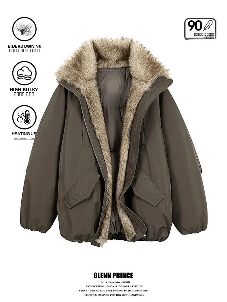 

GPstudio Модная брендовая белая пуховая парка для мужчин, короткий дизайн, теплая зимняя куртка, наполнитель из 90% белого пуха, полиэстер