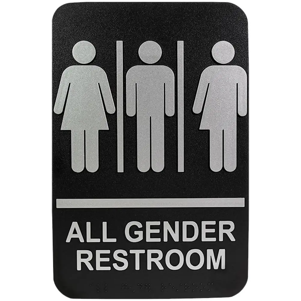 Toilet Sign Compact Restroom Gender Neutral Bathroom Signs Variable Plaque with Braille Abs Decorations Office