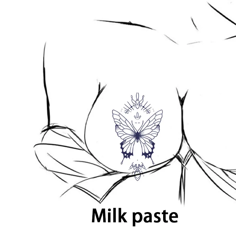 Herbal Juice Butterfly Pattern Sexy Chest Tattoo Sticker Waterproof and Sweat Proof Disposable Temporary Sticker