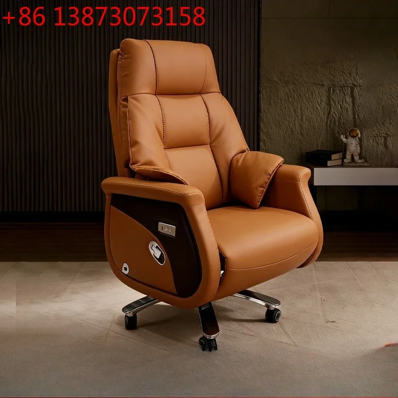 

Легкое роскошное кресло руководителя, высококачественное удобное компьютерное кресло для длительного сидения, домашнее кресло с откидной кожаной спинкой