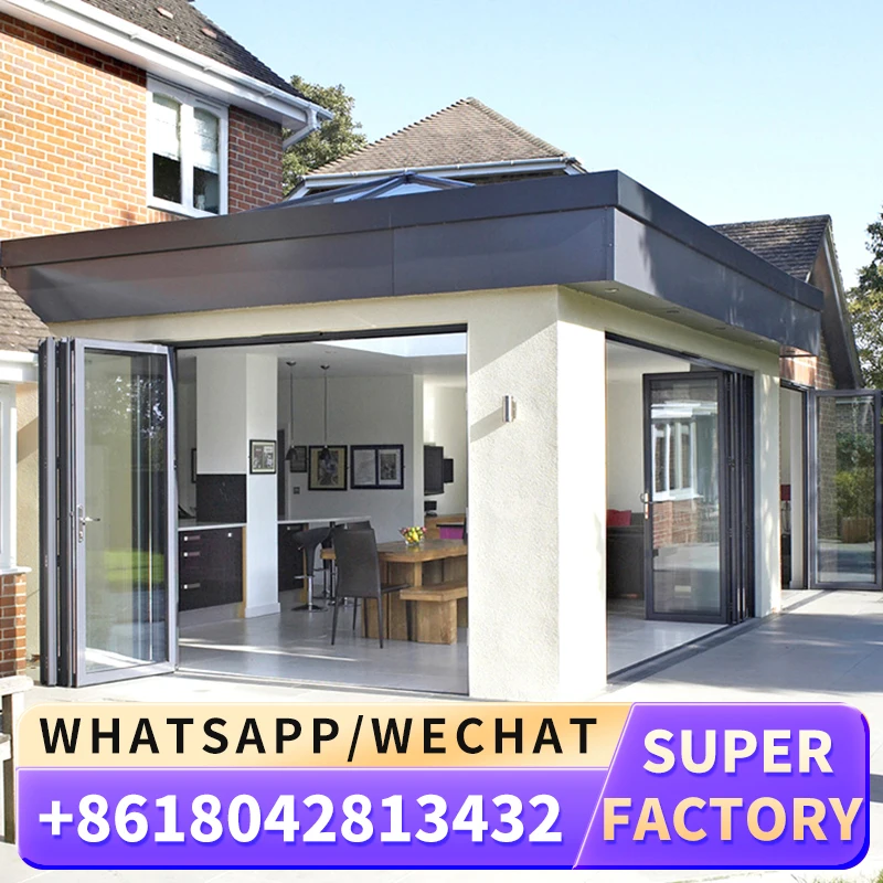 USA Standard House Aluminum Doors Sound Insulated Windproof Heavy Duty Multi Panel Folding Glass Doors