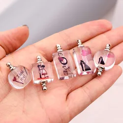 1pieces Hear LOVE Glass Crystal Vials Perfume Bottle Pendant Rice Art DIY Wedding Gift Charms Pendants