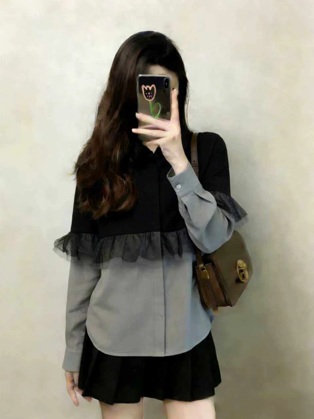 

Повседневная женская блузка оверсайз с длинным рукавом и вставками, модный уникальный топ на пуговицах для молодых девушек, весна