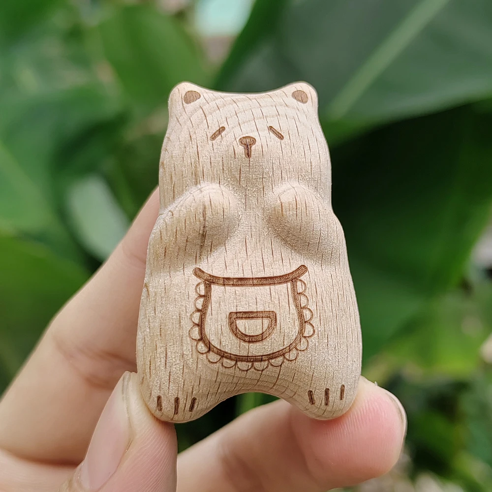 Hand-Carved Wooden Bear Figurine Ornament, Simple Style, Abstract Style, Suitable for Desktop Decorations, Party Decorations, Men's Gifts, Interior Decorations, Bedroom, Office, Back-To-School Season Gifts