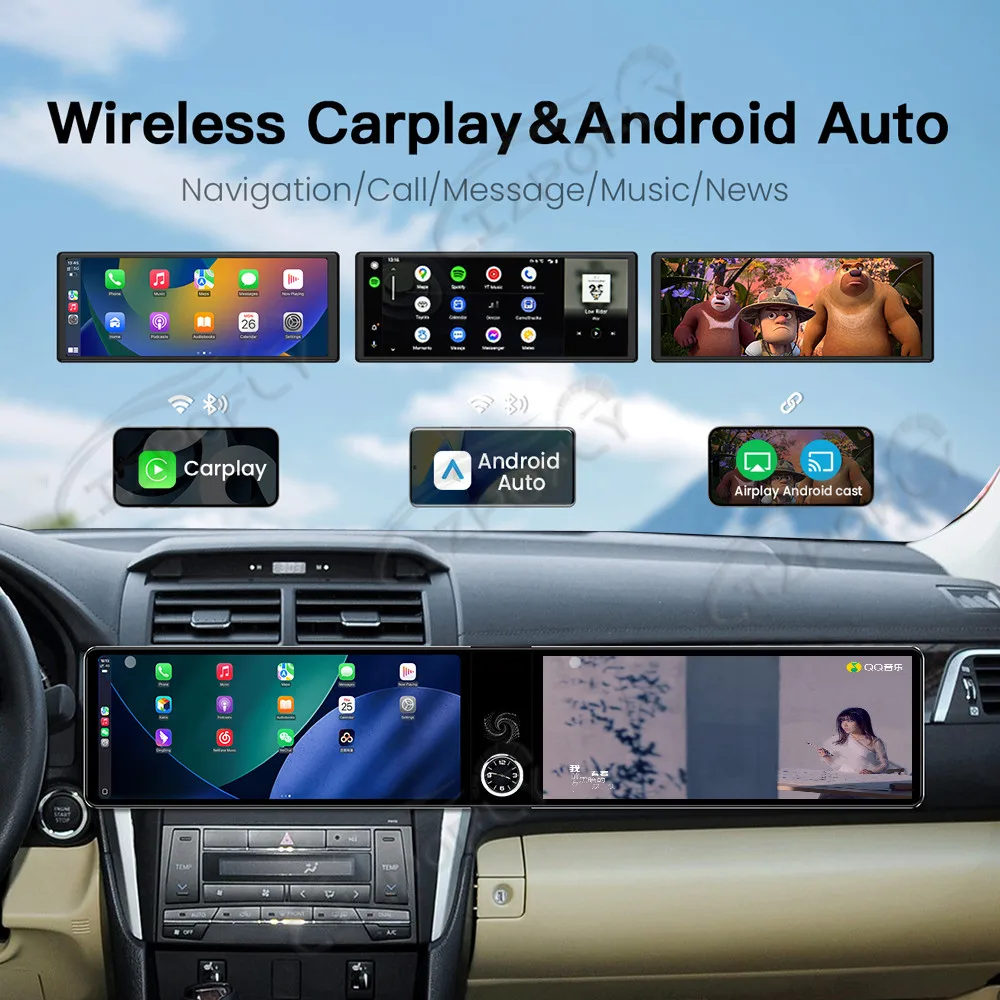 For Toyota Camry 2012-2015 Car Radio Stereo Multimedia Player Android Co-pilot Dual Screen Carplay GPS Navi Headunit