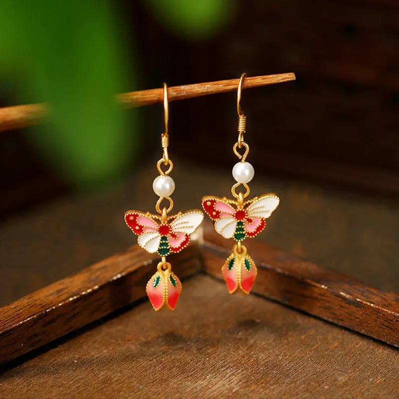 

Chinese Classical Style Butterfly Shaped Women's Earrings Retro Accessories