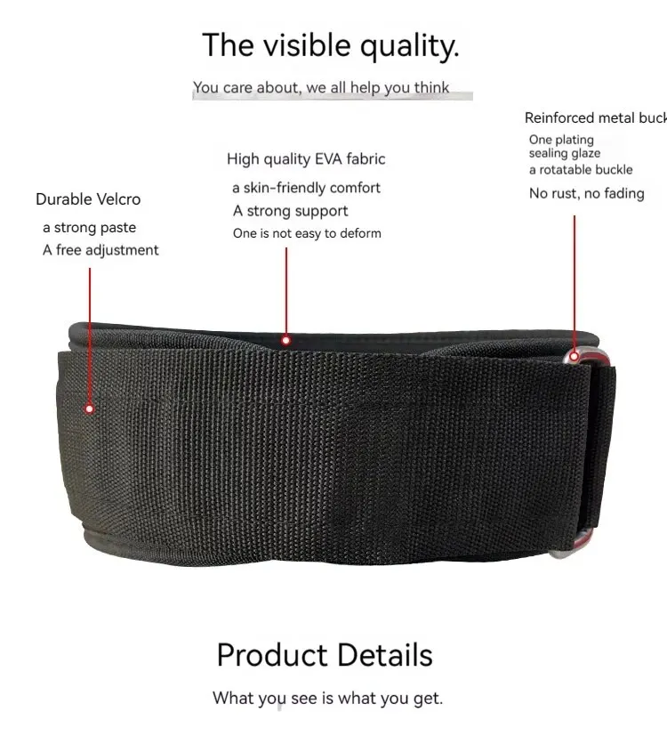 Weight Lifting Belt - 4\'\' Wide Comfortable Workout Belt Great for Squats, Lunges, Deadlift, Thrusters - Men and Women