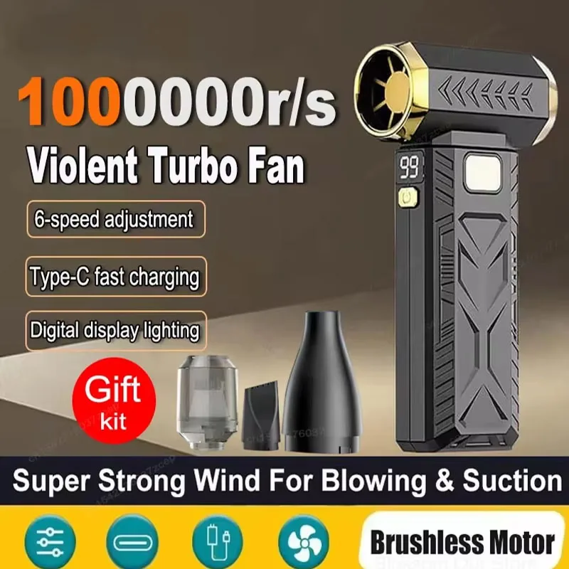 

M18 Brushless Turbo Blower Jet Fan 400000RPM Powerful Electric Portable Dust Cleaner 53m/s Type-C Charging Violent Fan
