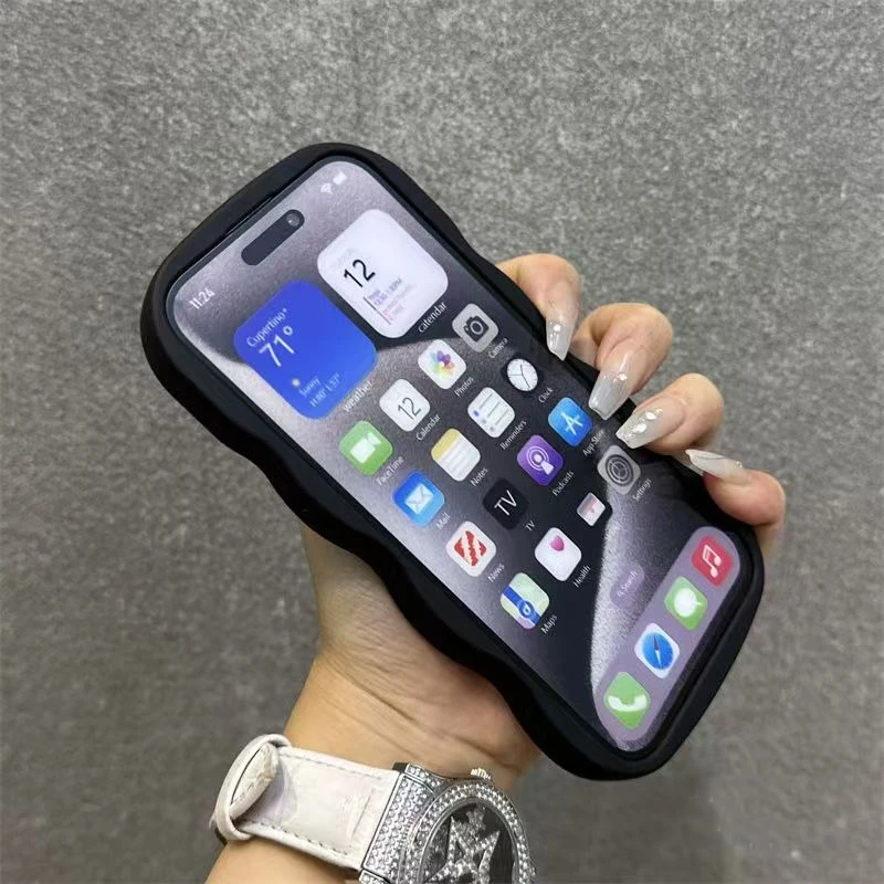 حافظة هاتف منحنية متموجة شفاه سوداء مثيرة لهاتف Realme 14 13 12 11 Pro Plus 5G 14X 14T 10 9i 8 C75 C65 C67 C63 C61 C55 C53 C51S
