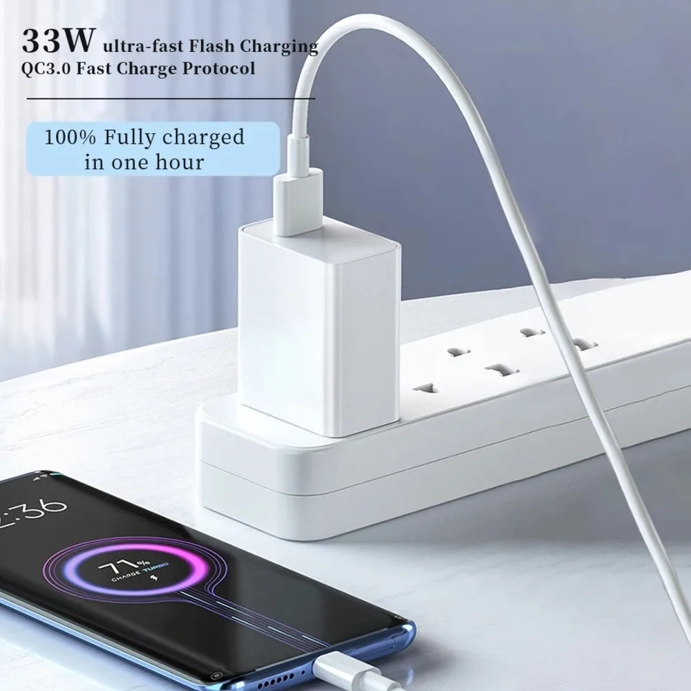 Xiaomi Mijia 33W Charger EU Adapter Turbo Fast Charge USB Type C Cable Poco X5 X4 M5S X3 Pro Redmi Note 12 13 12R 13R