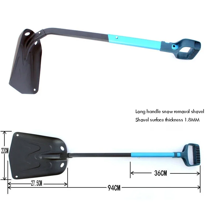 Portable Folding Snow Shovel with Extendable Aluminum Handle, Emergency Ice Removal Shovel Retractable for Car, Outdoor, Camping