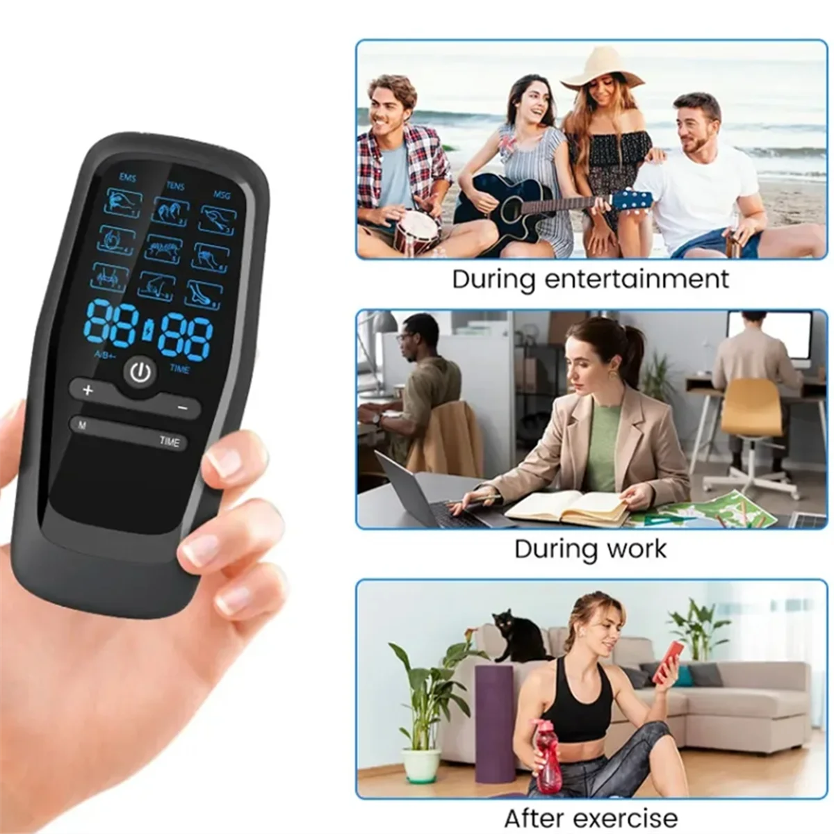 FZFZ EMS Tens Unit 전문 근육 자극기 허리 통증, 목 통증, 신체 통증을 위한 휴대용 전기 바디 마사지