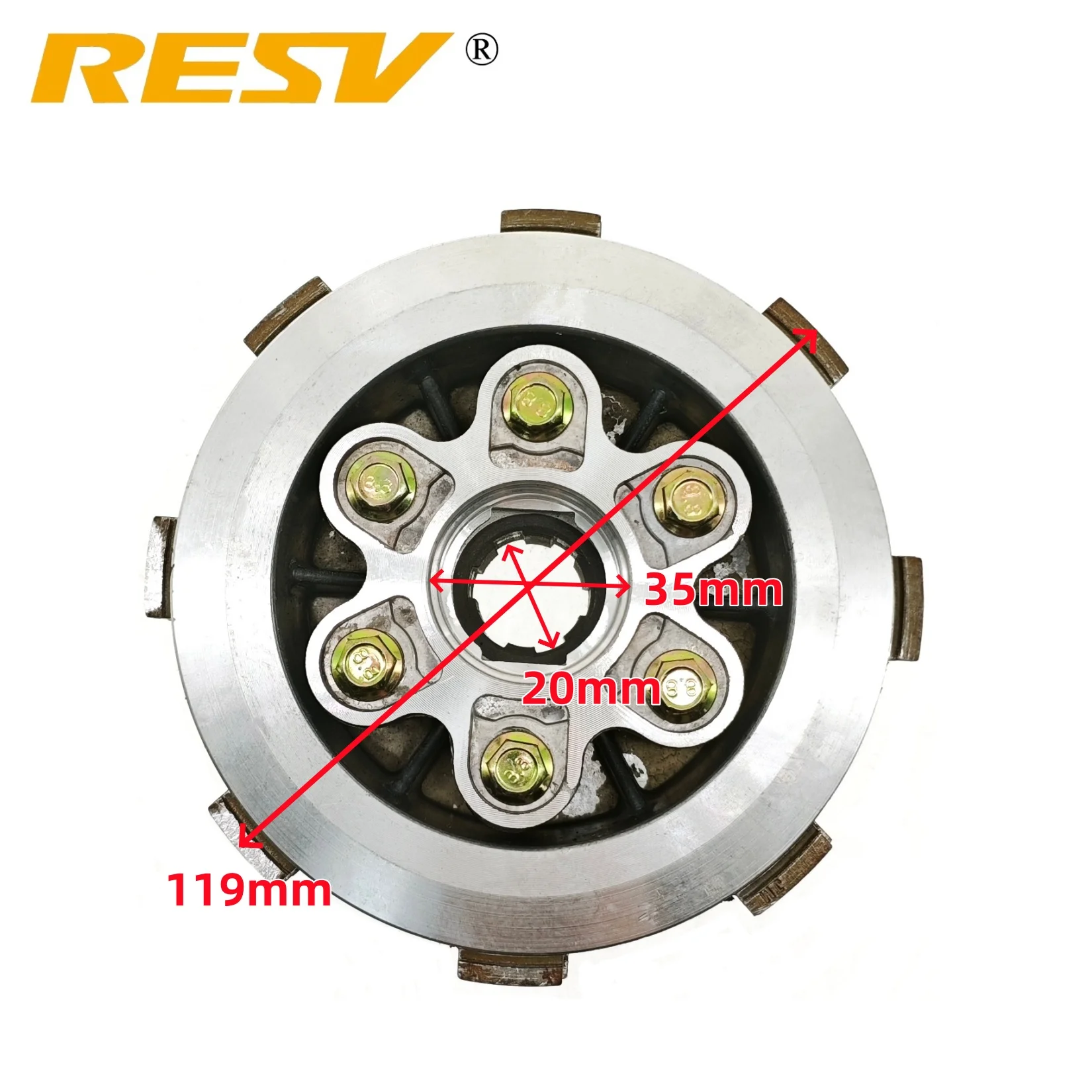 RESV For ZONGSHEN CG250 CG 250 250cc ZS167FMM-M 6 Column 7pcs Friction Disc Center Outer Clutch Assy.