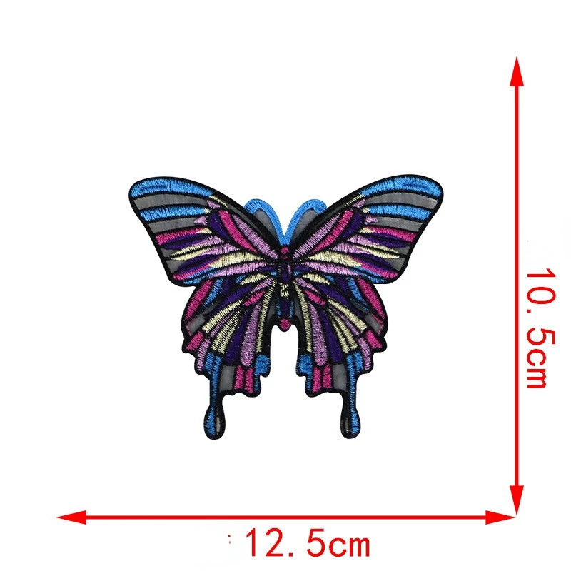 New Embroidery Butterfly Patch on Clothes Large Sew on Heat Transfer Fabric Applique Diy Repair Piece