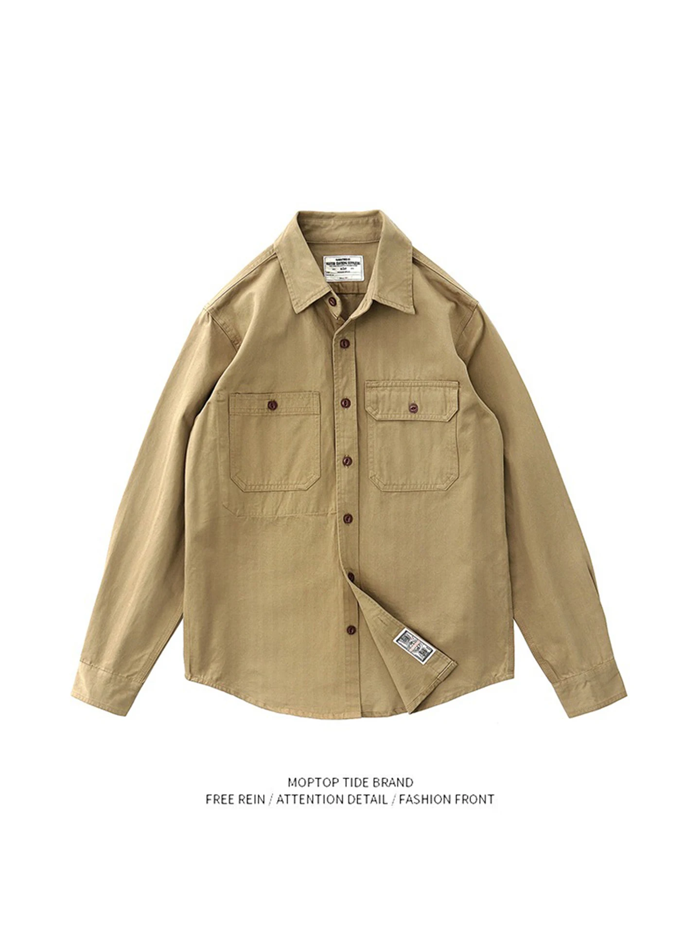 

Retro Military een Long Sve Engineer irt Jaet for Men Hard Man Casual Workwear Polyester Fiber Youthful Sle Spring...