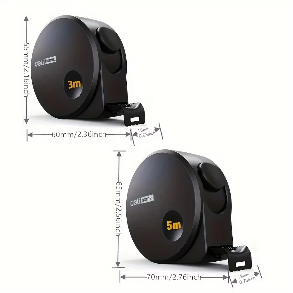 شريط قياس من الفولاذ الكربوني الفاخر بطول 3 و5 أمتار، أداة يدوية محمولة متعددة الوظائف لأعمال النجارة والاستخدام اليومي