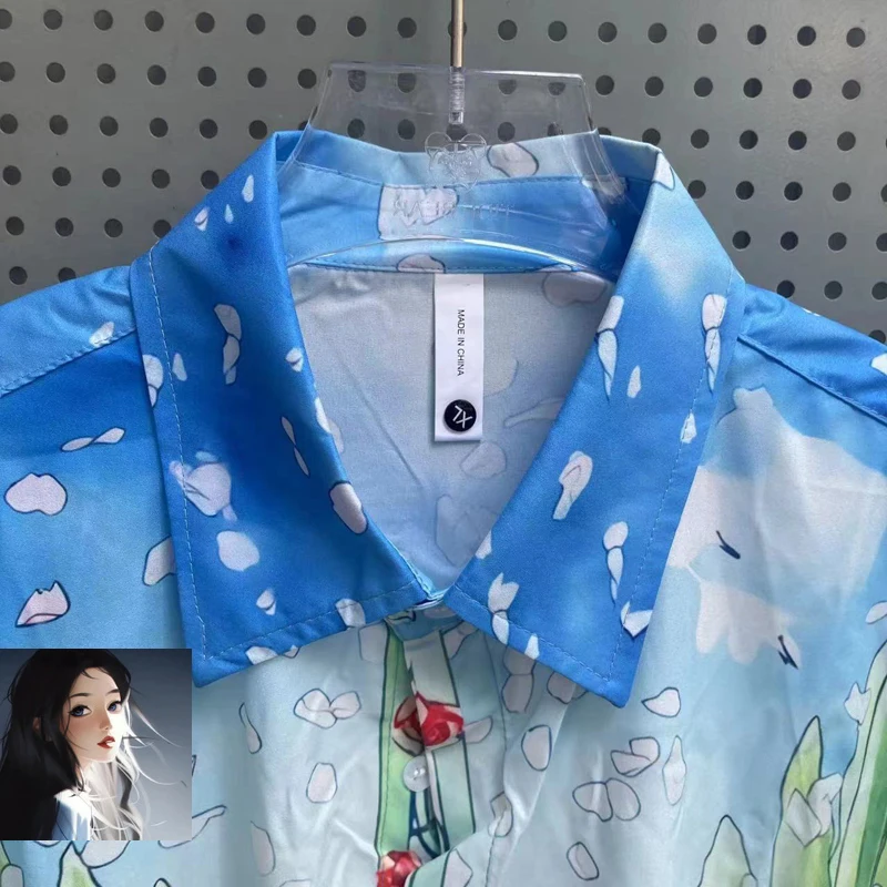 Camisa hawaiana de manga larga con estampado de rosa de cisne para hombres y mujeres, Tops finos de vacaciones de verano, ropa suelta