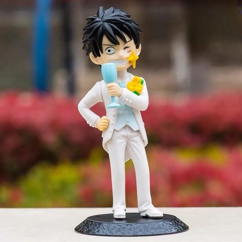 Anime One Piece Action Figure Monkey D Luffy Marry Boa Hancock 2 Pcs Wedding Ornaments Model Cake Toy Collection Doll Gift