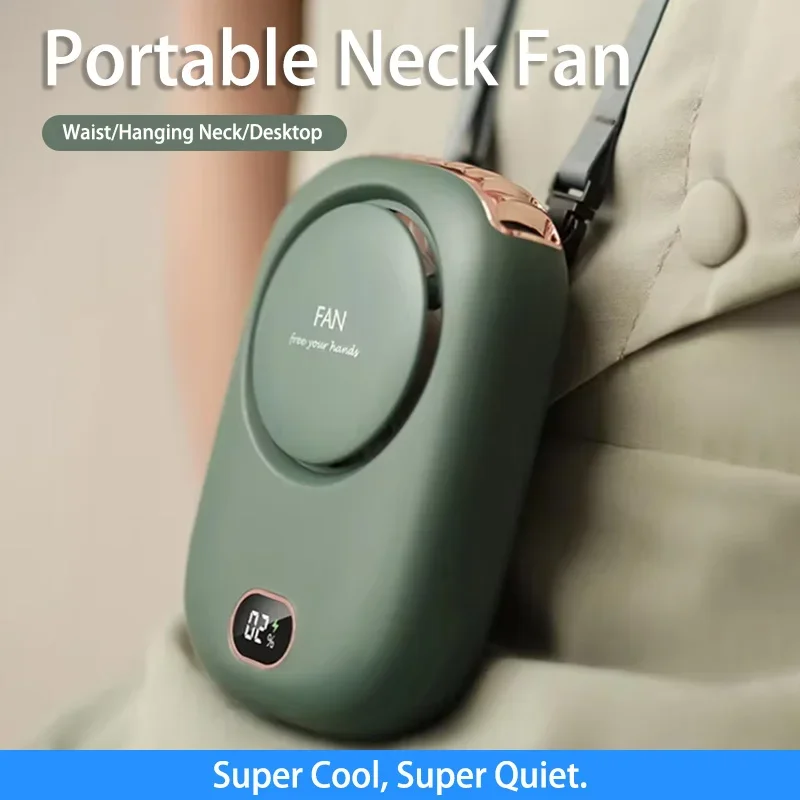 

Portable Hanging Neck Fan Cooling Waist Mini Fan Bladeless USB Rechargeable Sports Cooler Fan For Outdoor Sports Desktop Travel