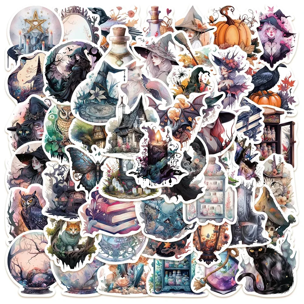 

10/30/50Pcs Cool Gothic Style Magic Witch Stickers Horror Aesthetic Decorative Graffiti Luggage Car Wall Sticker Decal Wholesale