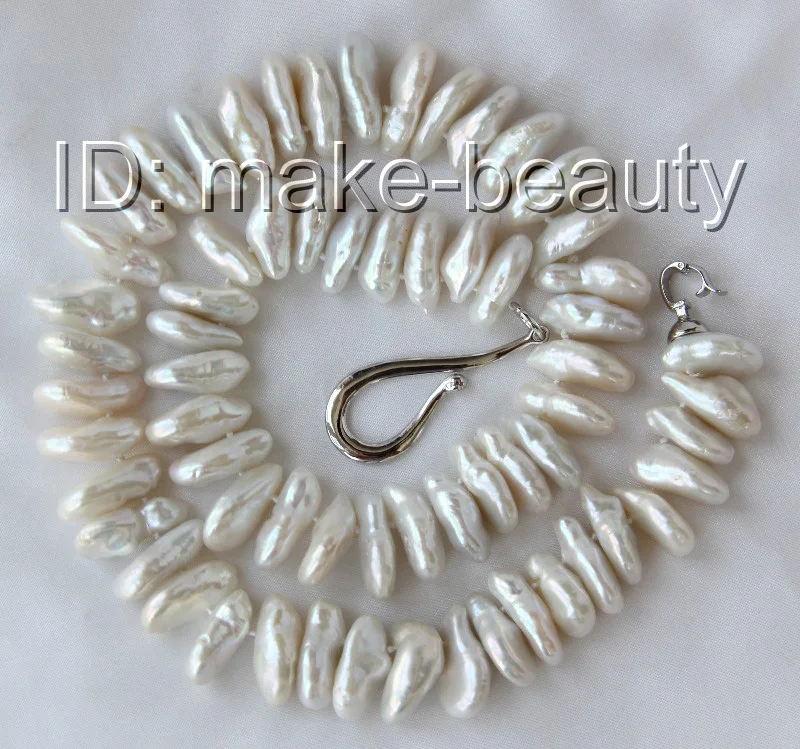 stunning big 20mm baroque white freshwater cultured pearl necklace h1917