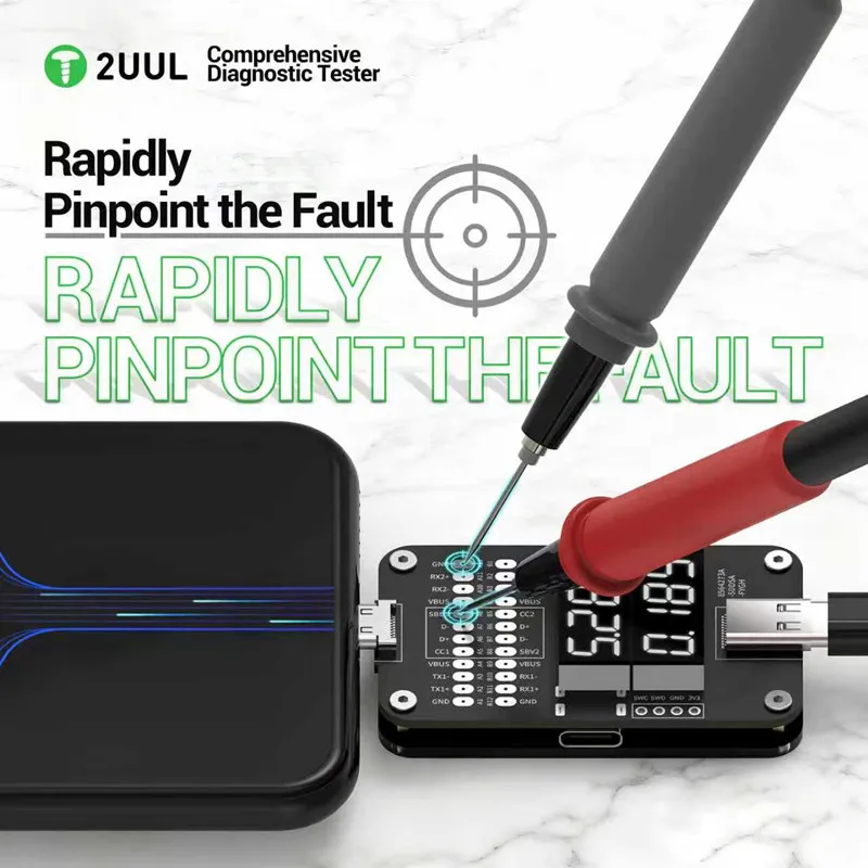2UUL PW32 Comprehensive Tester Real-time Charging Detection of Type-C Port for Rapid Fault Location Tail Plug Detection Tool