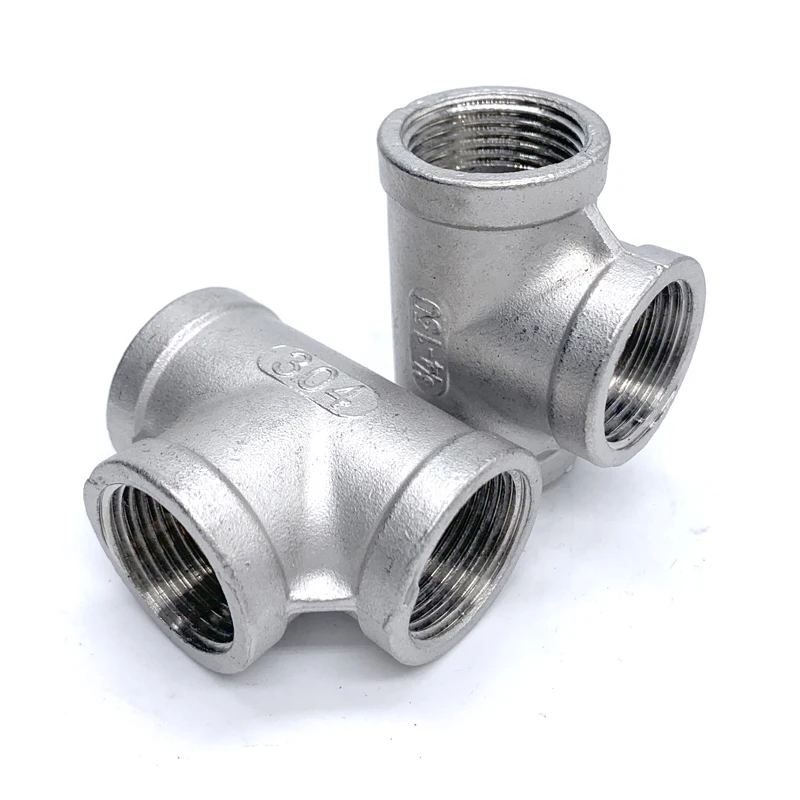 SS304 Stainless Steel Female Threaded 3 Way Tee T Pipe Fitting 1/8 1/4 3/8 1/2 3/4 1 1-1/4 1-1/2 2 BSP Threaded