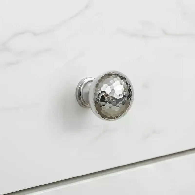 Brass Silver Ball Furniture Pull Handles Hand-forged Hammer Cabinet Handles Door Drawer Knob Kitchen Wardrobe Cupboard Pulls