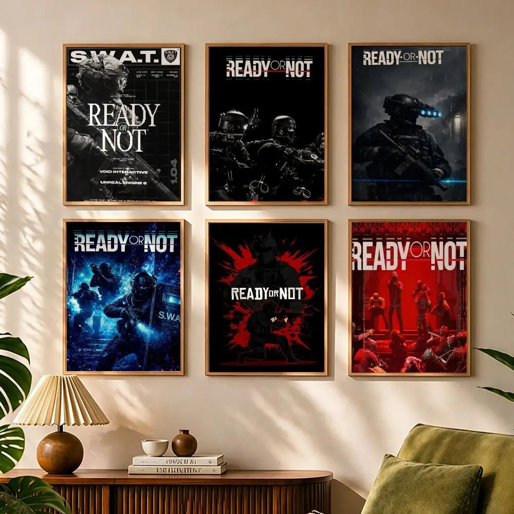 Game R-Ready or Not Painting Calligraphy Canvas HD Poster Waterproof Fade Resistant Wall Art Print for Home Decor