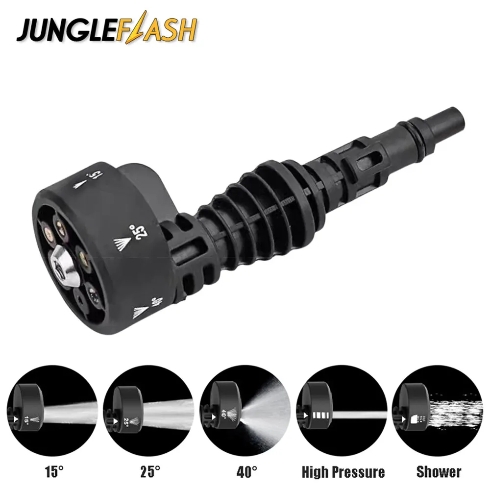 JUNGLEFLASH 6in1 Quick Connector Car Washing Nozzles Metal Jet Lance Nozzle High Pressure Washer Spray Nozzle