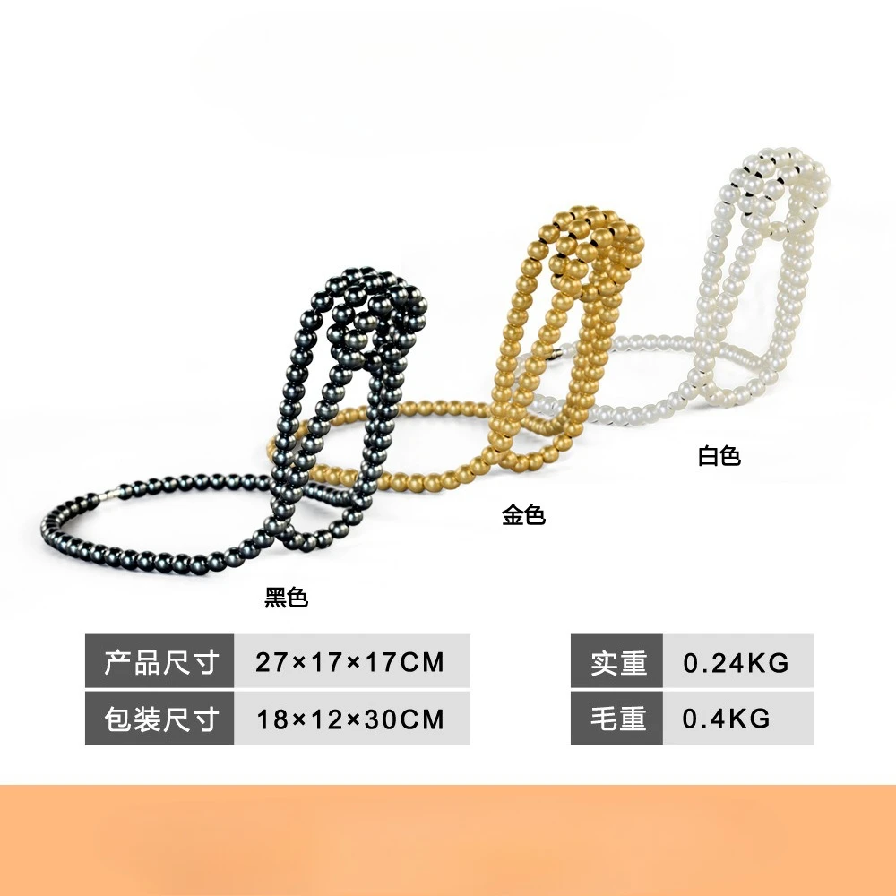 Metal Wine Bottle Holder Creative Artificial Pearl Necklace Floating Rack Display Stand Novelty Single Red Wine Bottle Stand