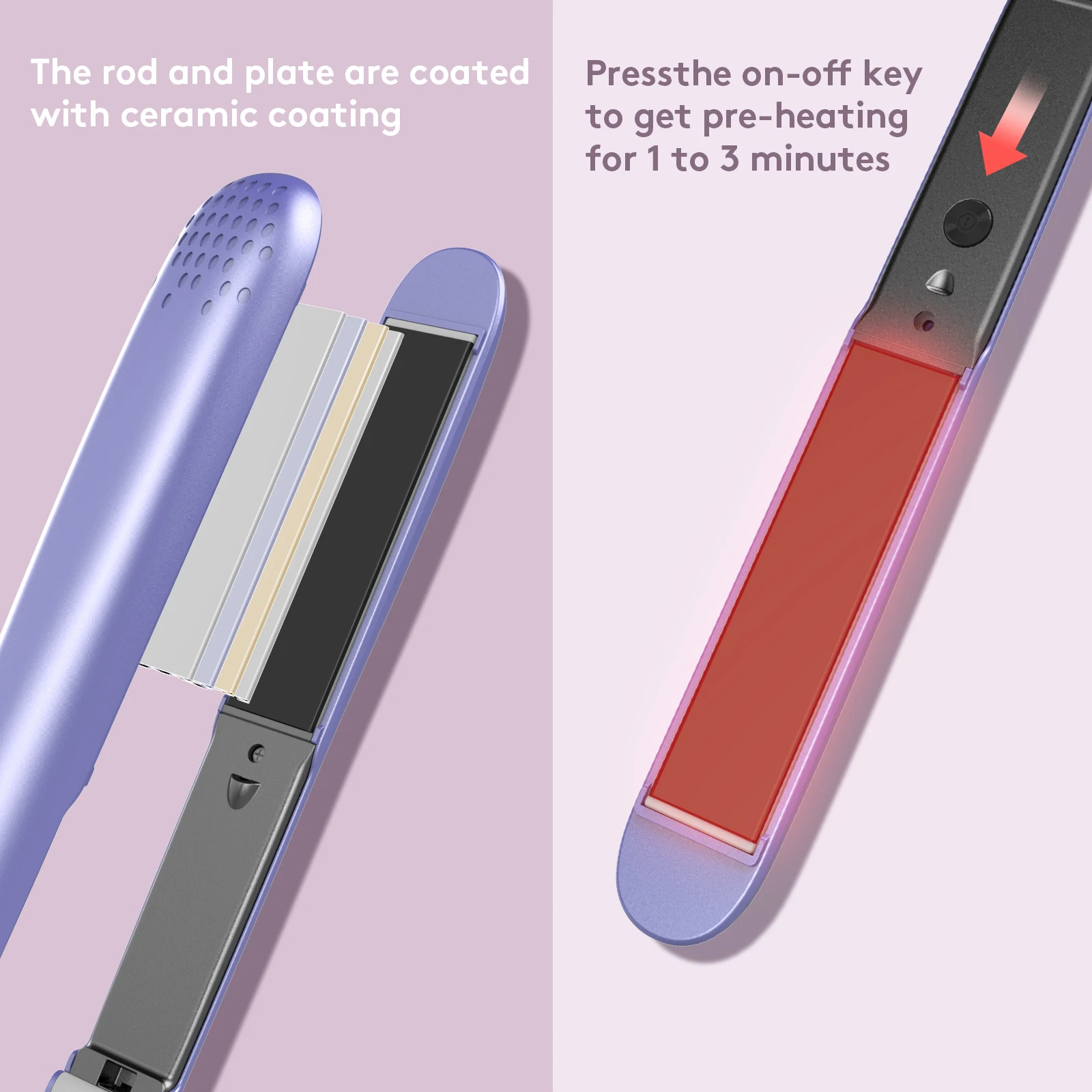 سيجوي مكواة فرد الشعر سيراميك حديد مسطح تسخين سريع درجة حرارة قابلة للتعديل 360 درجة °   سلك دوار يغلق تلقائيًا بجهد مزدوج