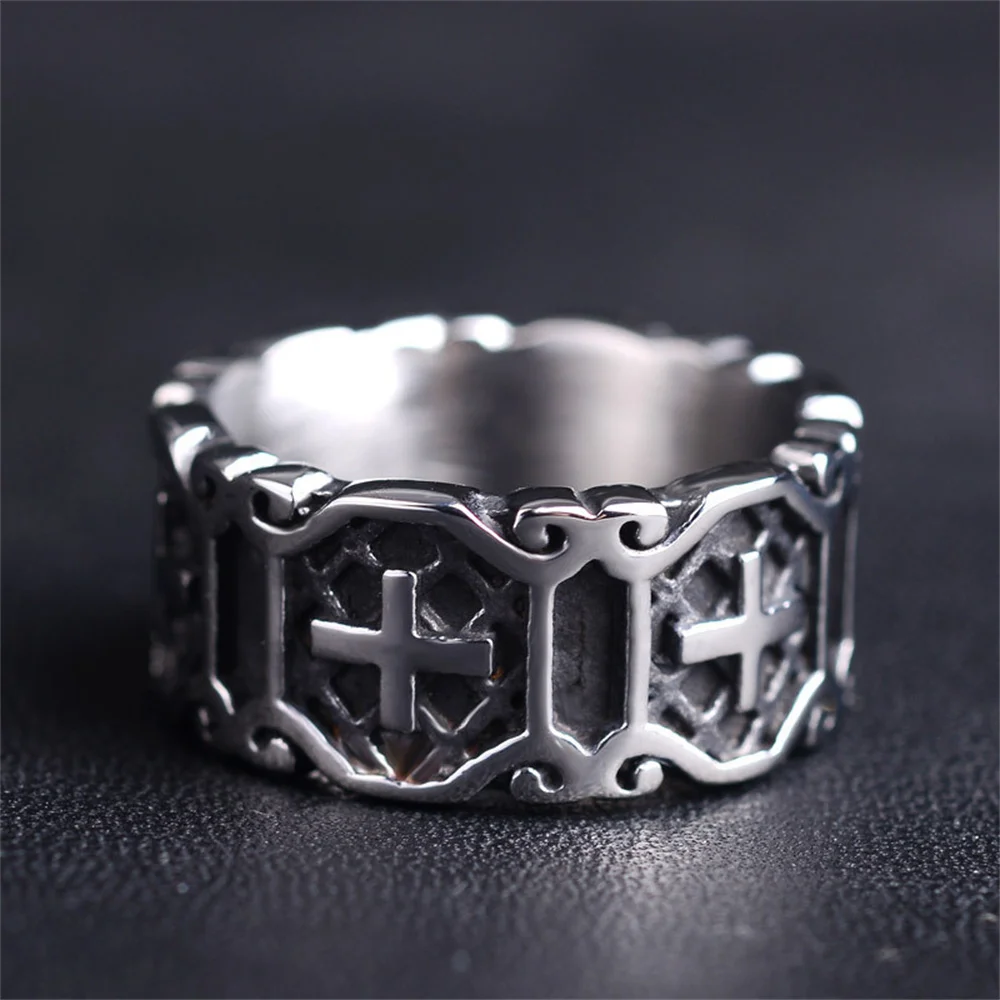 

Vintage Hip Hop Alloy Cross Open Ring For Men And Women Fashion Personality Adjustable Rings Men And Women Jewelry Accessories