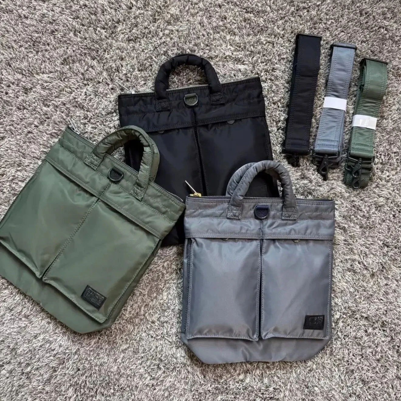 

Японская мягкая сумка-тоут с двумя карманами, нейлоновая водонепроницаемая сумка через плечо для поездок на работу, унисекс, мини-сумка на плечо