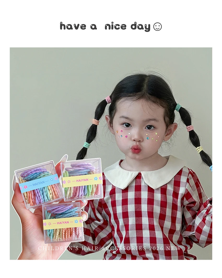 2026 Neue Hochelastische Haargummis für Kinder, Box-Set, Macaron-Bonbonfarben, Haarbänder für Mädchen, Frauen und Kleinkinder – Detail 1