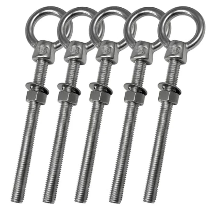 

5pack Eye Bolts 5 16 x 31 8" Heavy Duty Shoulder Lifting Ring Threaded Eyebolts with Nuts Washe 316 Stainless Steel Marine Grad