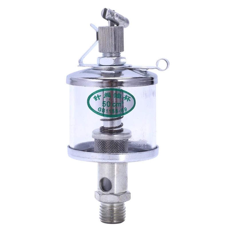 50mL Engine Machine Lubricator Oil Drip Feed Oiler Clear+Silver NICEMAN-NJ]