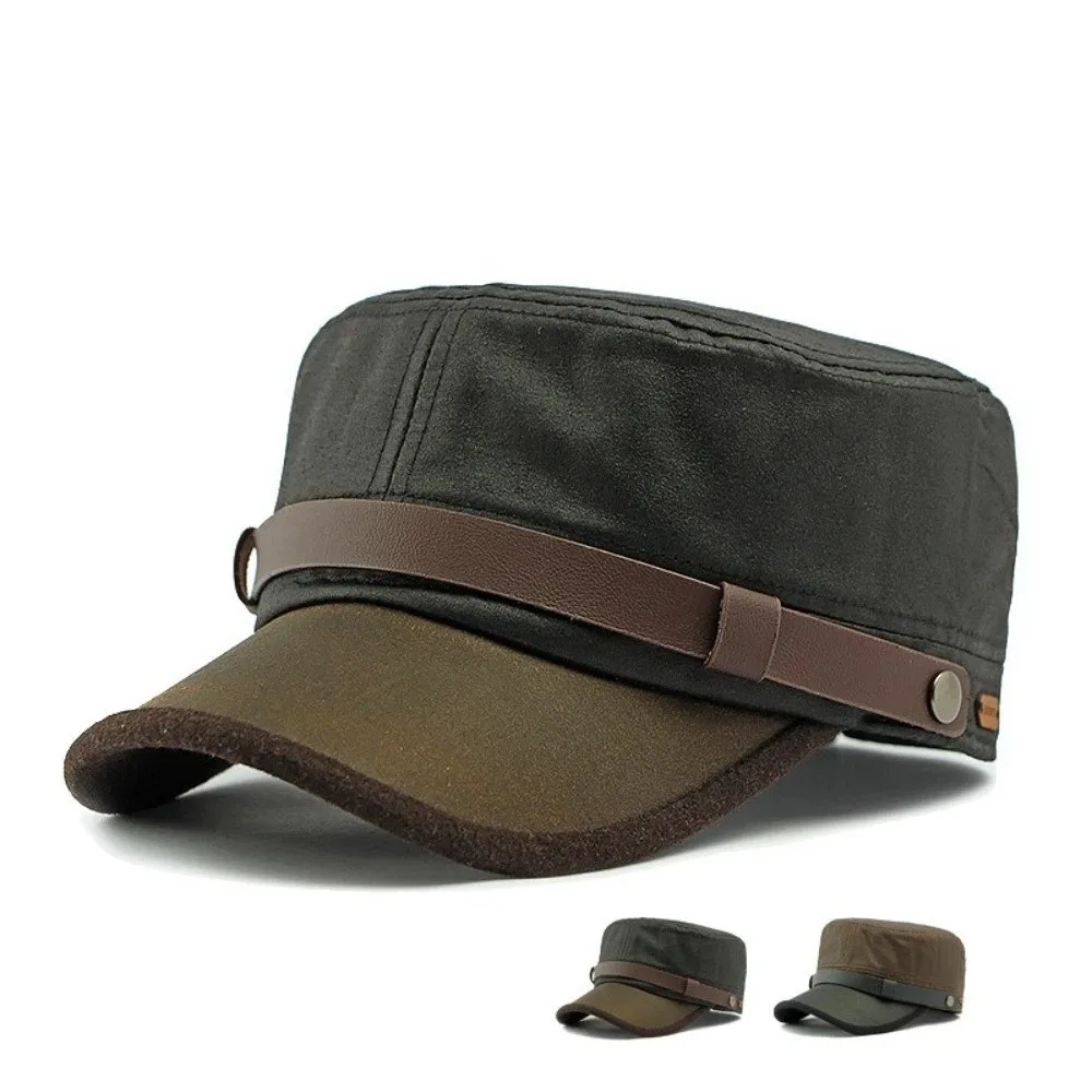 Classic Waterproof Waxed Canvas Cap Warm Durable Cotton Baseball Cap Flat Top Hat Four Seasons