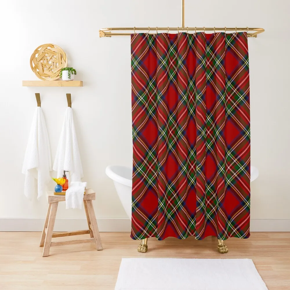 Royal Stewart Tartan Cross Plaid Shower Curtain Bathroom Deco Funny Shower Curtain