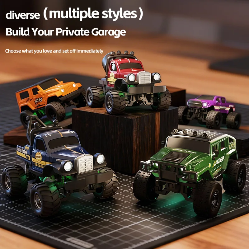 Voiture télécommandée miniature en alliage 2.4G D00 1:64, avec éclairage et commutation multi-niveaux, véhicule tout-terrain pour enfants, cadeau idéal