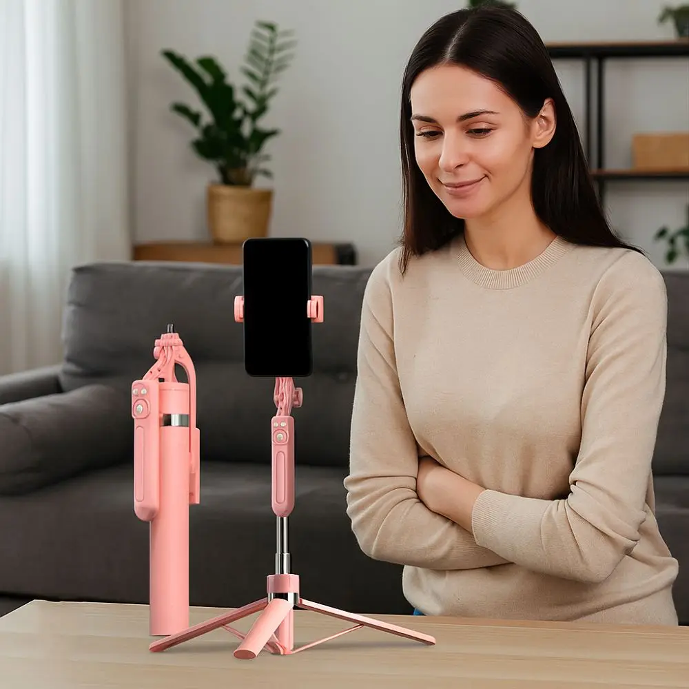 

1.7M Bluetooth Selfie Stick Wireless Remote Control Foldable Design Selfie Stick Tripod 360 ° Rotation Expandable Phone Stand