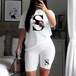 Letter S Printing Womens Tracksuit High Quality T-Shirt +Shorts 2 Piece Set Luxury Trend Jogging Outfit Summer Casual Short Suit