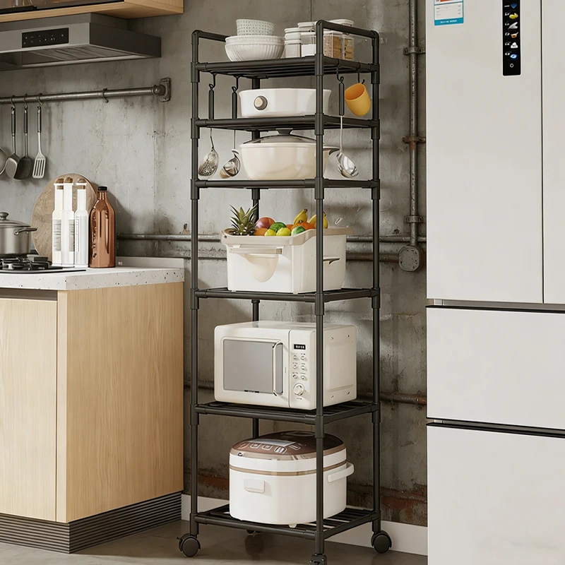 6-Story Kitchen Storage Rack, Floor Standing, 360 ° Rotating Storage Rack, Household Microwave Oven, Pot Rack, Storage Table