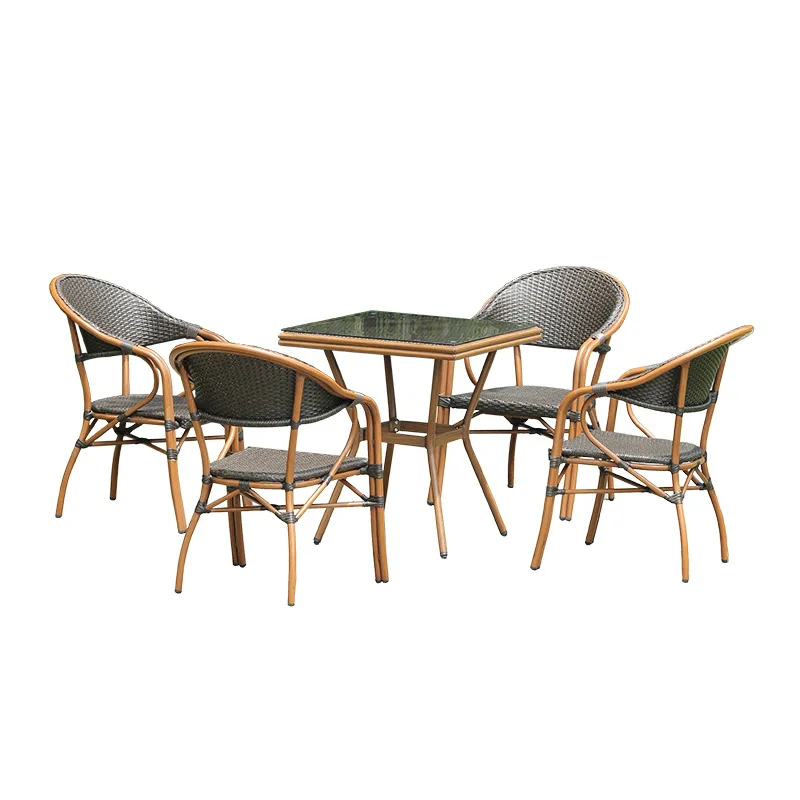 

Outdoor tables and chairs courtyard garden rattan waterproof sunscreen villa open air