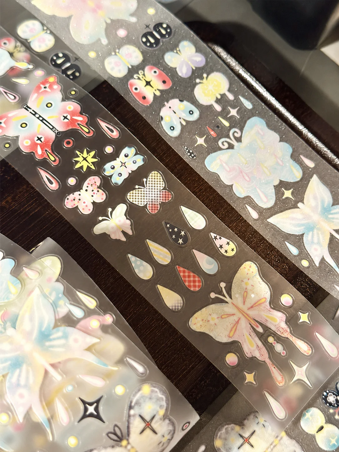 Gradient Butterfly Rain Die cut Dispensing Sticker DIY Deco Card Journal Scrapbooking Photo Card Phone Case Collage Supply