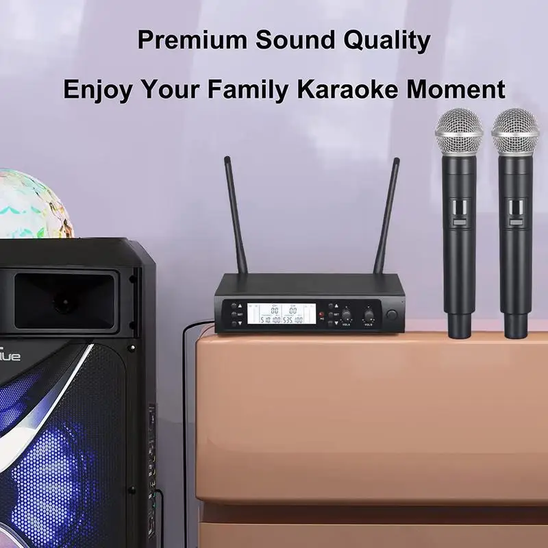 

Wireless Microphone Handheld Wireless Mics Cordless Microphones Metal Cordless Dynamic Vocals Mics For Party Wedding Speech