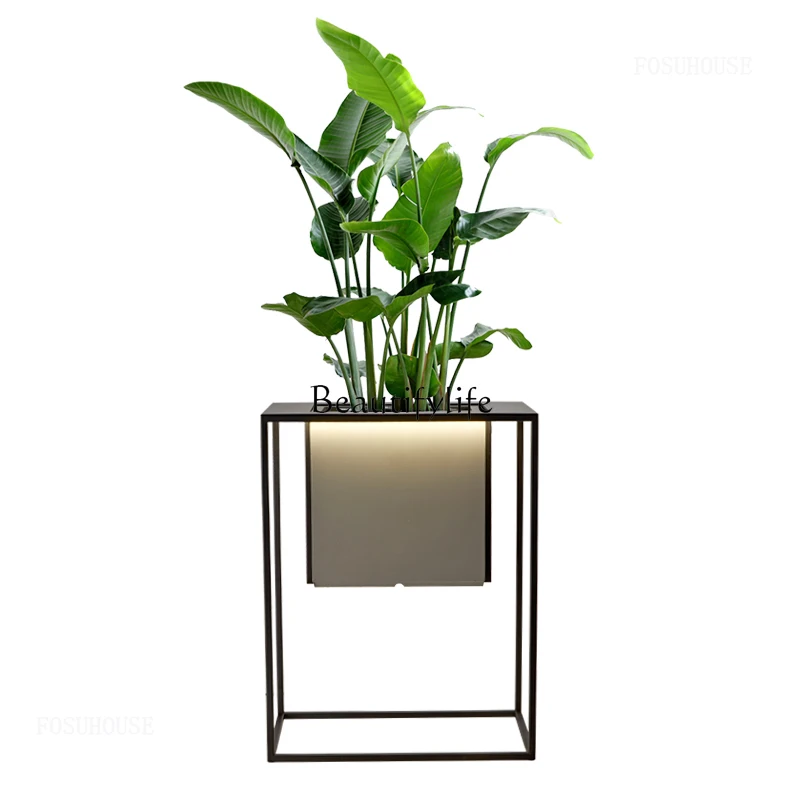

Nordic Personality Flowerpot Holder for Hotel Lobby Rust-proof Metal Luminous Plant Stand Creative Unique